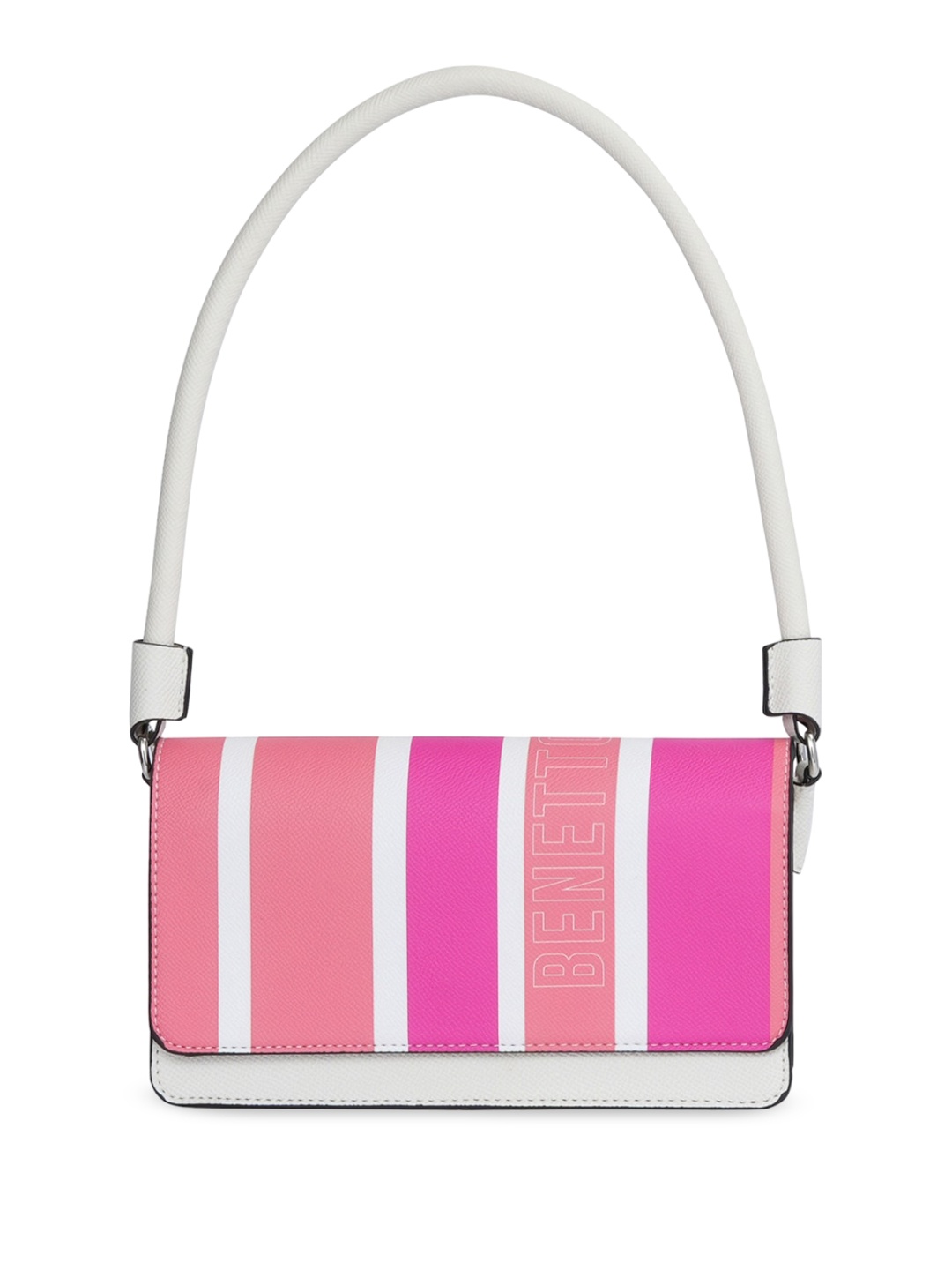 

United Colors of Benetton Striped Baguette Shoulder Bag, White