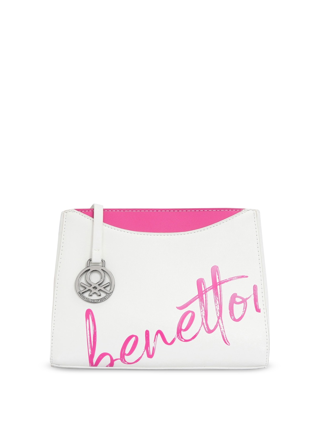 

United Colors of Benetton Typography Printed Swagger Sling Bag, Pink