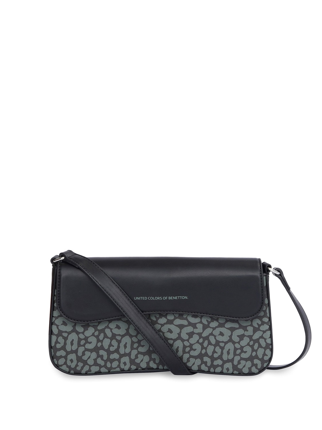 

United Colors of Benetton Graphic Printed Structured Handheld Bag, Black