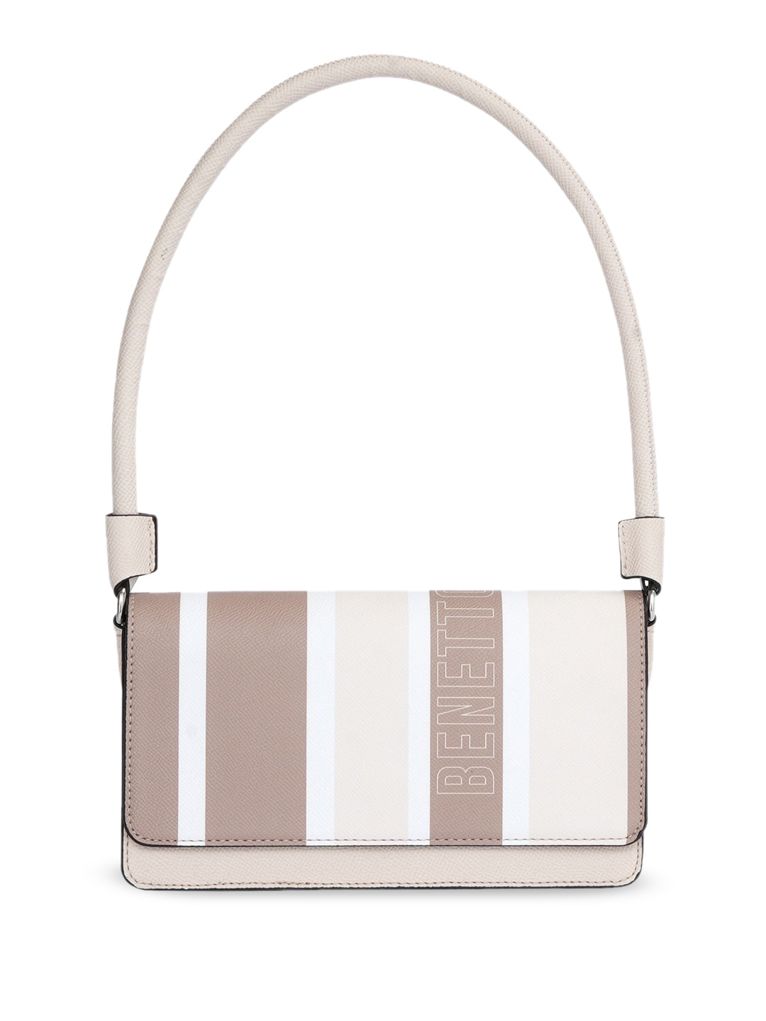 

United Colors of Benetton Striped Baguette Shoulder Bag, Beige