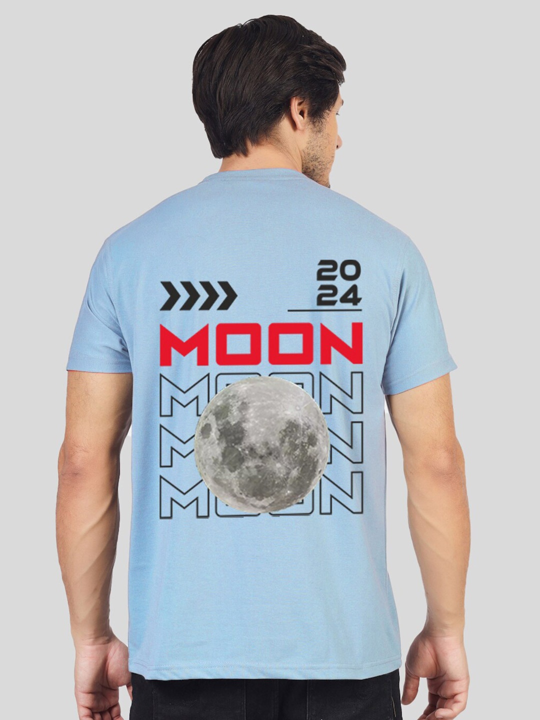 

Greylongg Round Neck Short Sleeves Typographic Printed Regular Fit T-shirt, Blue