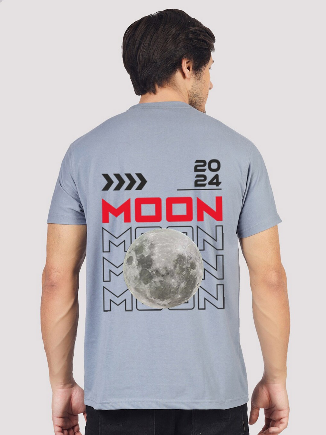

Greylongg Round Neck Short Sleeves Typographic Printed Regular Fit T-shirt, Grey
