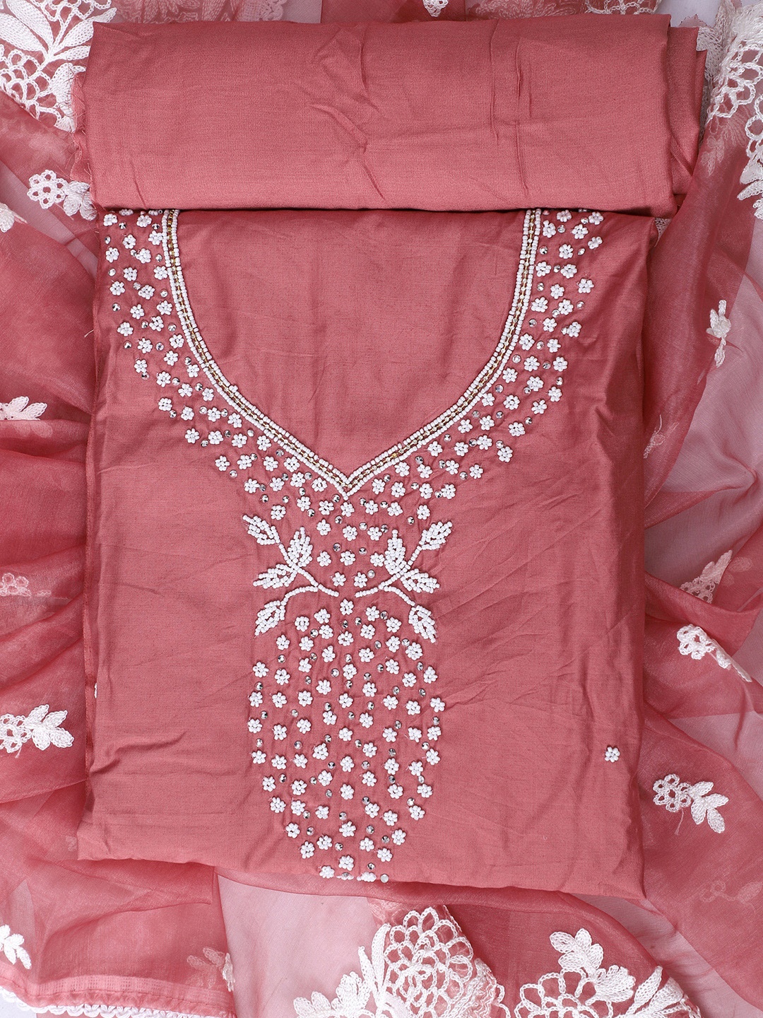 

SALWAR STUDIO Embroidered Unstitched Dress Material, Mauve