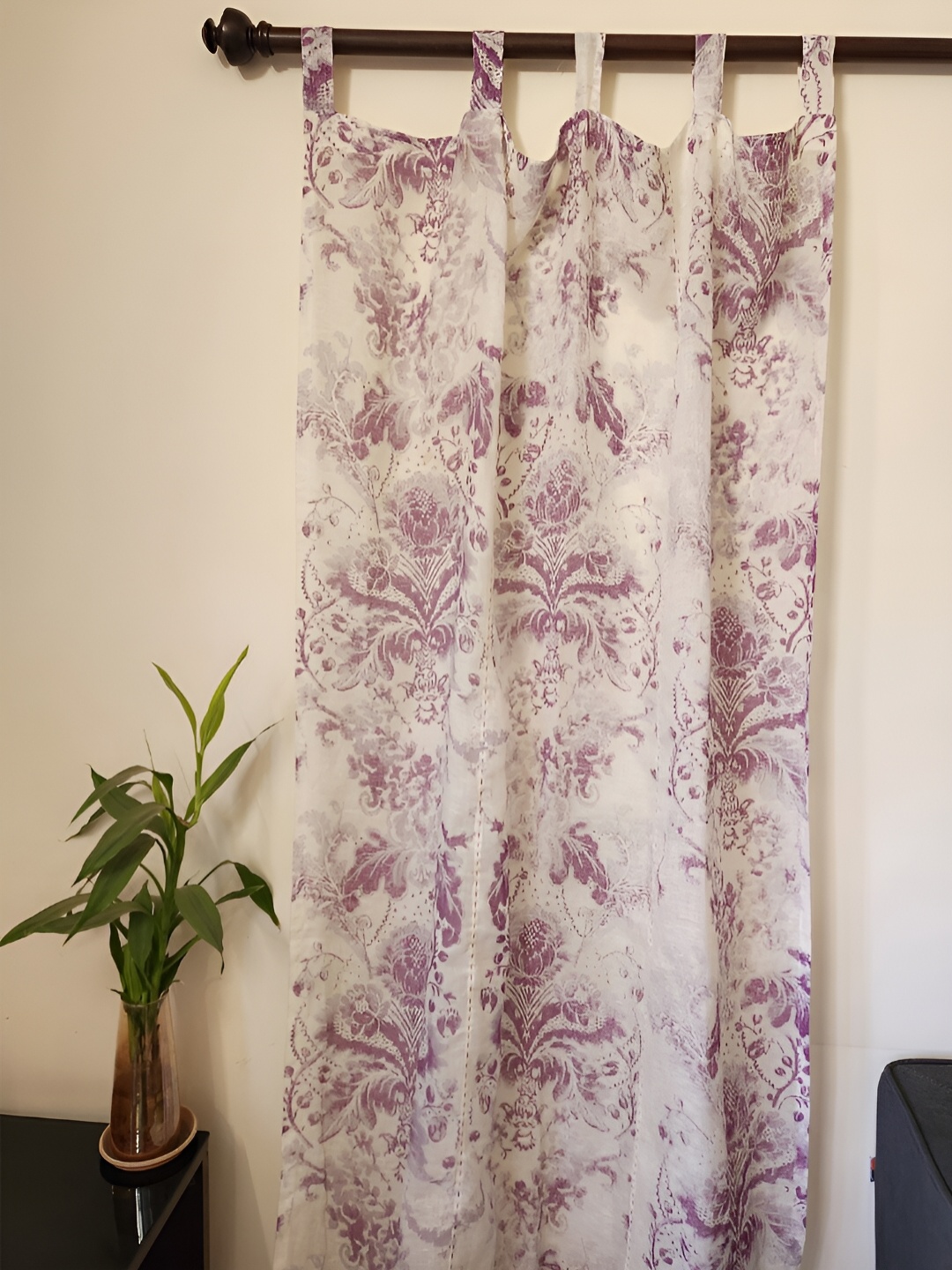 

DESIGN GAATHA Purple & Off White Floral Sheer Door Curtain