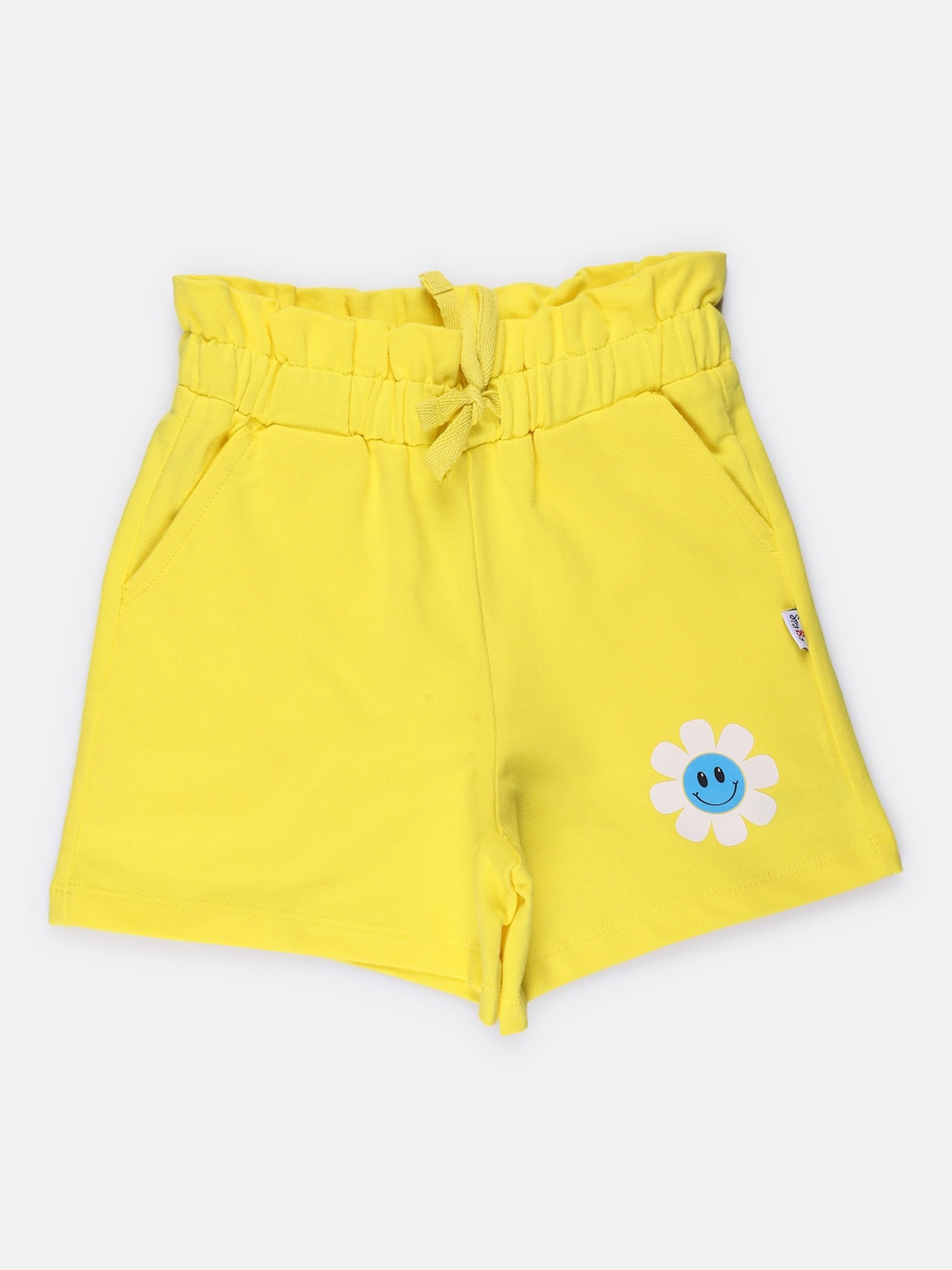 

SPYBY Girls Floral Printed Cotton Shorts, Yellow