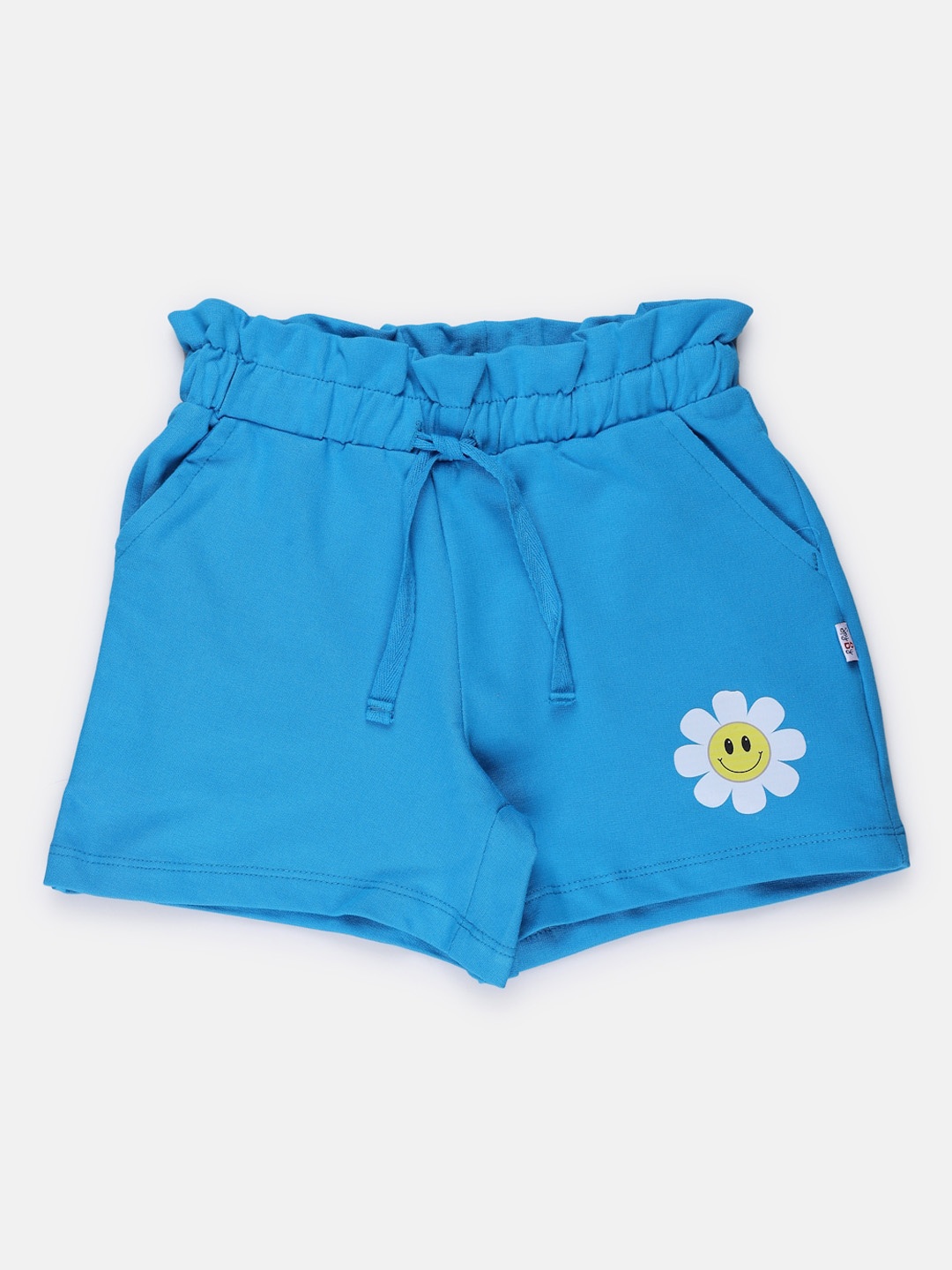 

SPYBY Girls Floral Printed Cotton Shorts, Blue