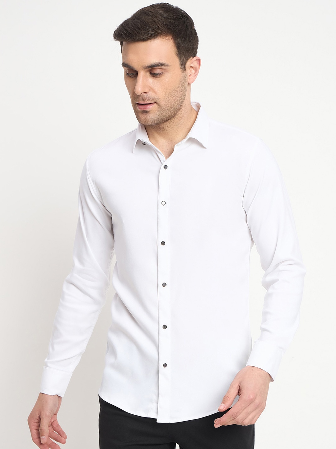 

FILO HEVIS Men Classic Spread Collar Soft Casual Stretchable Shirt, White