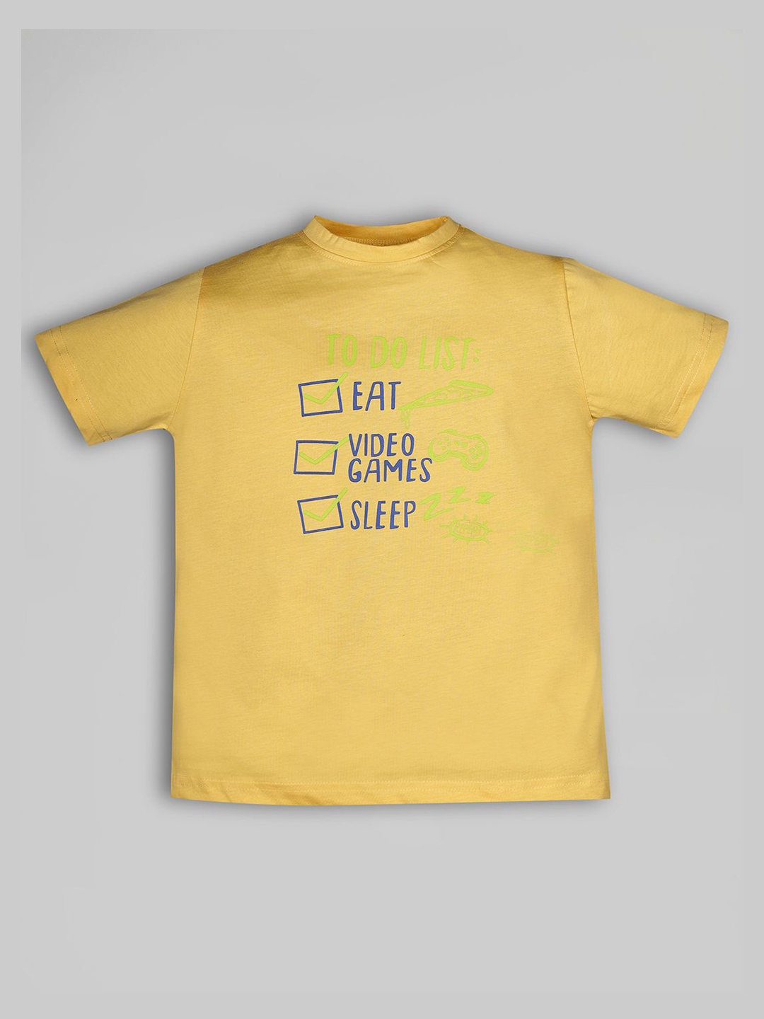 

RAINE AND JAINE Boys Typography Printed Pure Cotton T-shirt & Pyjama, Yellow