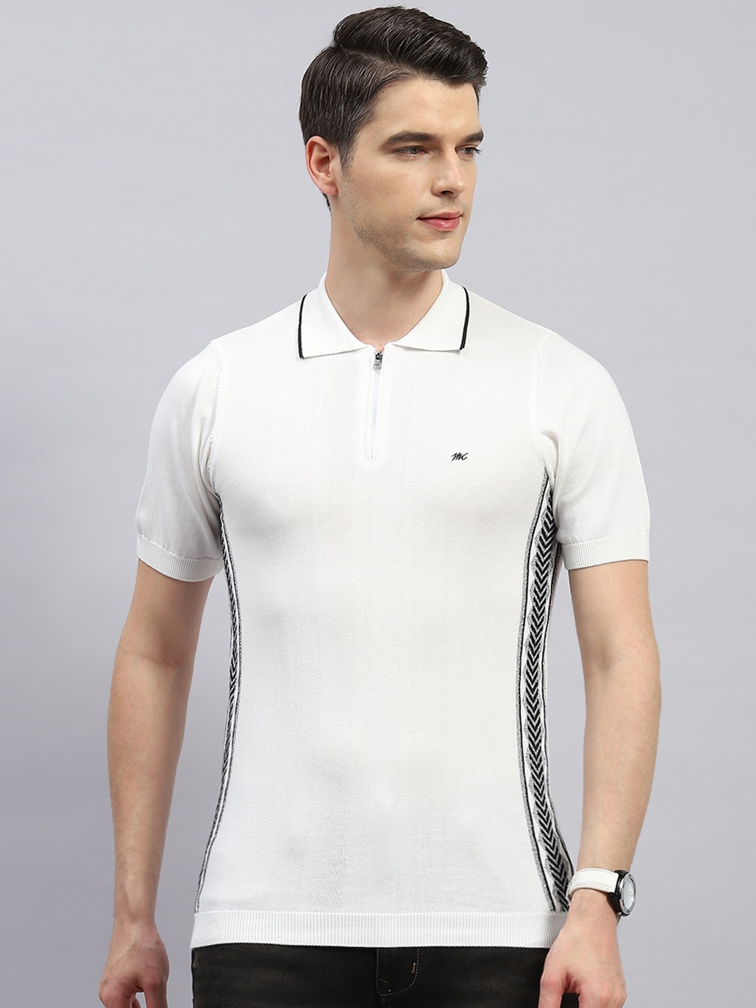 

Monte Carlo Polo Collar Short Sleeves Cotton T-shirt, White