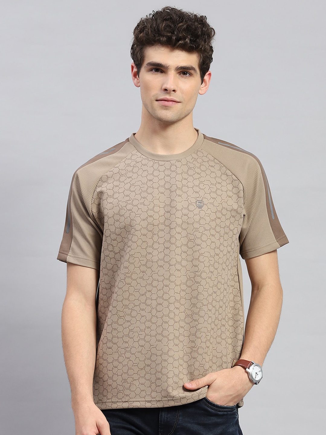 

Monte Carlo Self Design Round Neck Raglan Sleeves T-shirt, Khaki
