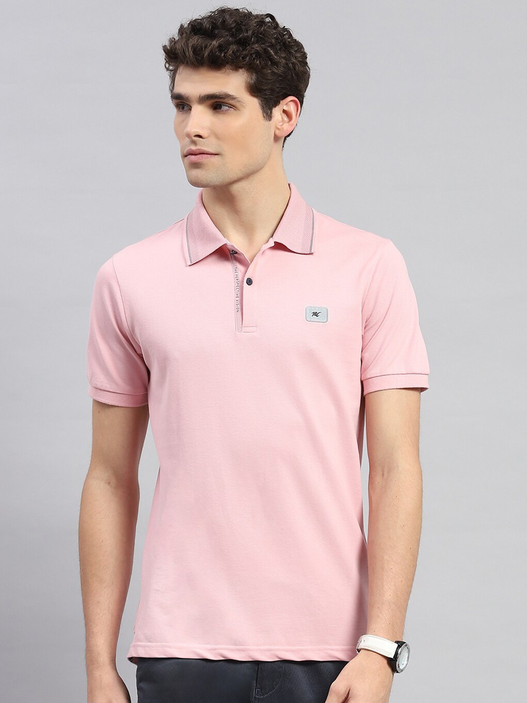 

Monte Carlo Polo Collar Short Sleeves Cotton Casual T-shirt, Pink