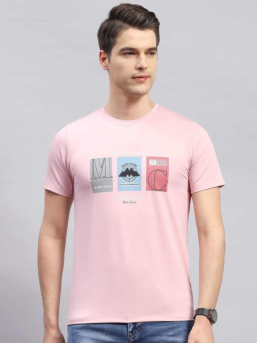 

Monte Carlo Round Neck Typography Printed Cotton T-shirt, Pink