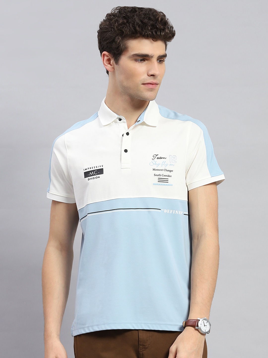 

Monte Carlo Striped Polo Collar Regular Fit T-shirt, Grey