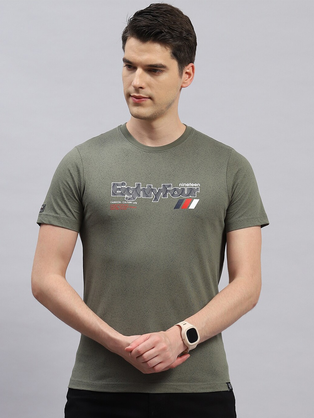 

Monte Carlo Typography Printed Cotton T-shirt, Olive