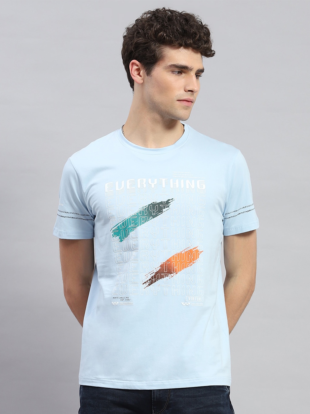 

Monte Carlo Typography Printed Round Neck Regular Fit T-shirt, Blue