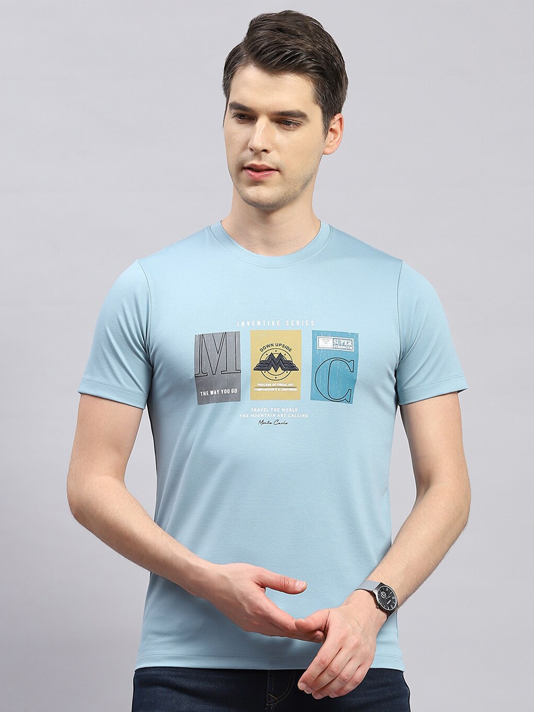

Monte Carlo Typography Printed Round Neck T-shirt, Blue