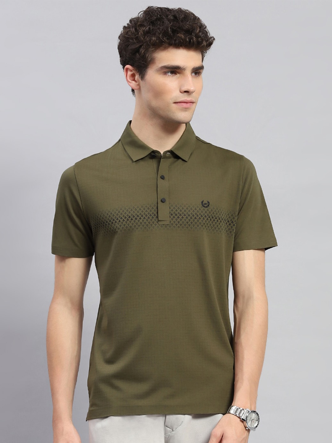 

Monte Carlo Checked Polo Collar Regular Fit T-shirt, Olive