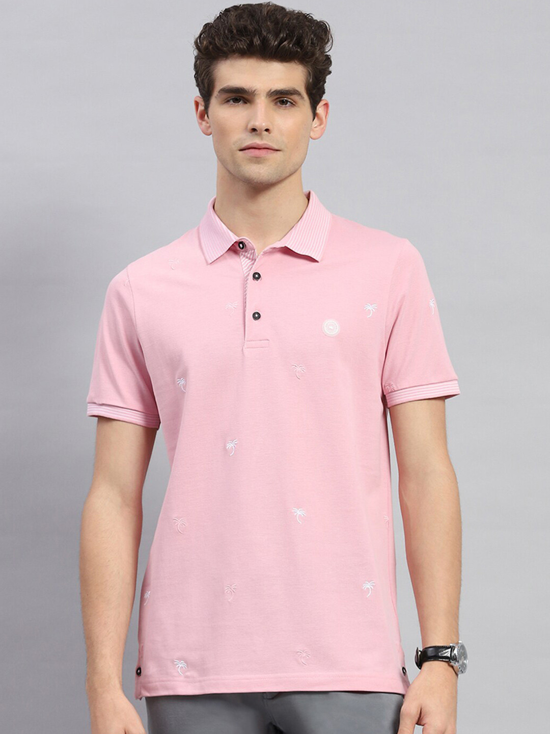 

Monte Carlo Short Sleeves Cotton Polo Collar T-shirt, Pink