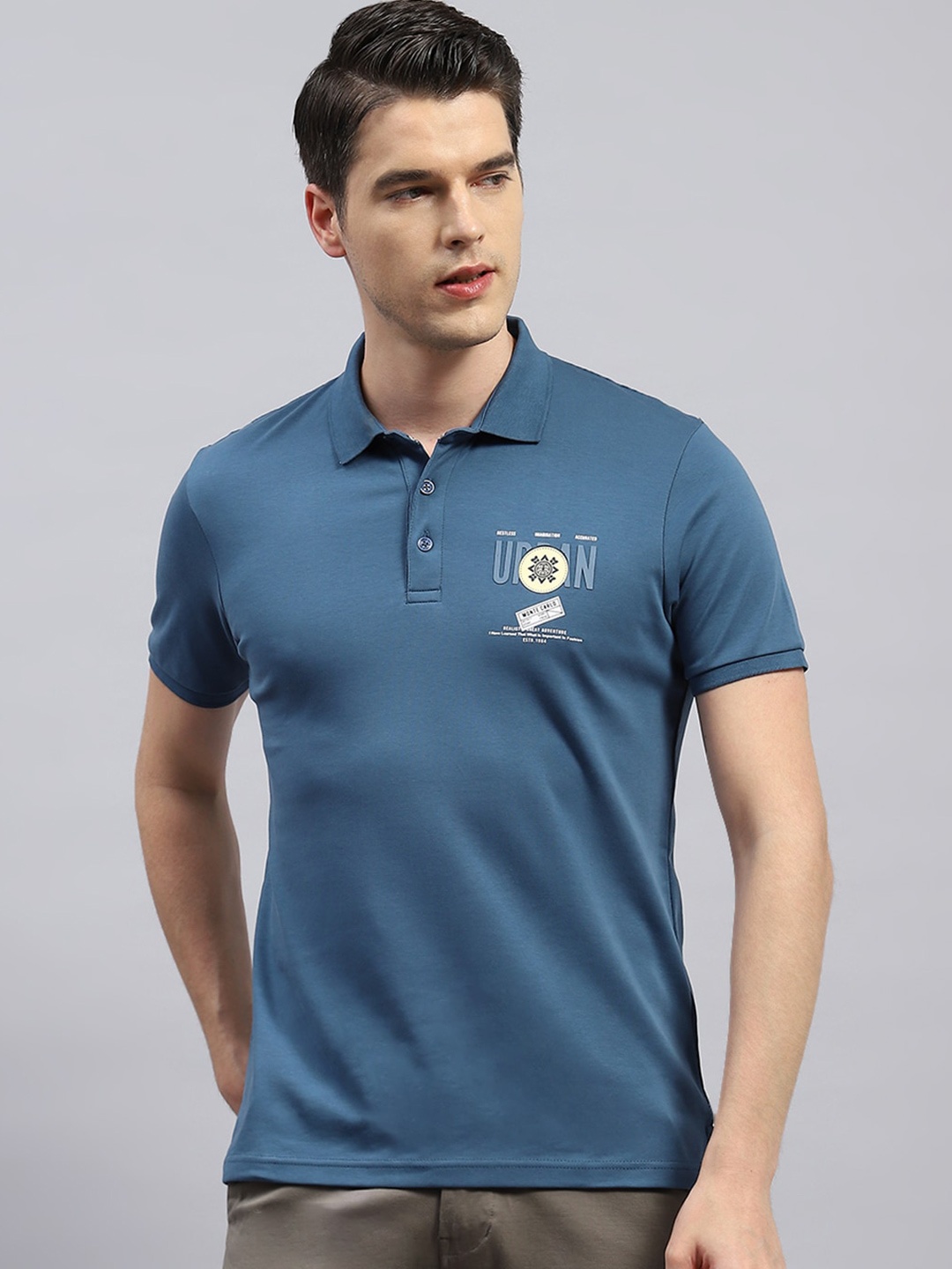 

Monte Carlo Polo Collar Short Sleeves Cotton Casual T-shirt, Teal