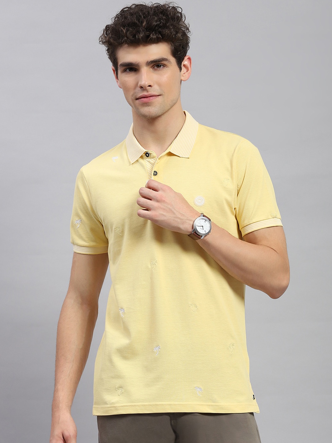 

Monte Carlo Short Sleeves Polo Collar Cotton T-shirt, Yellow