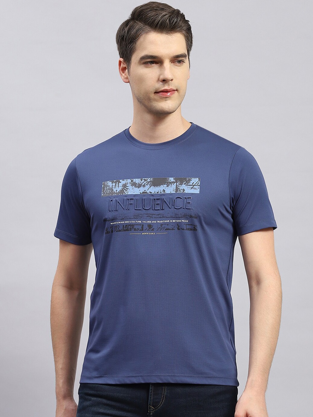 

Monte Carlo Typography Printed Round Neck T-shirt, Blue