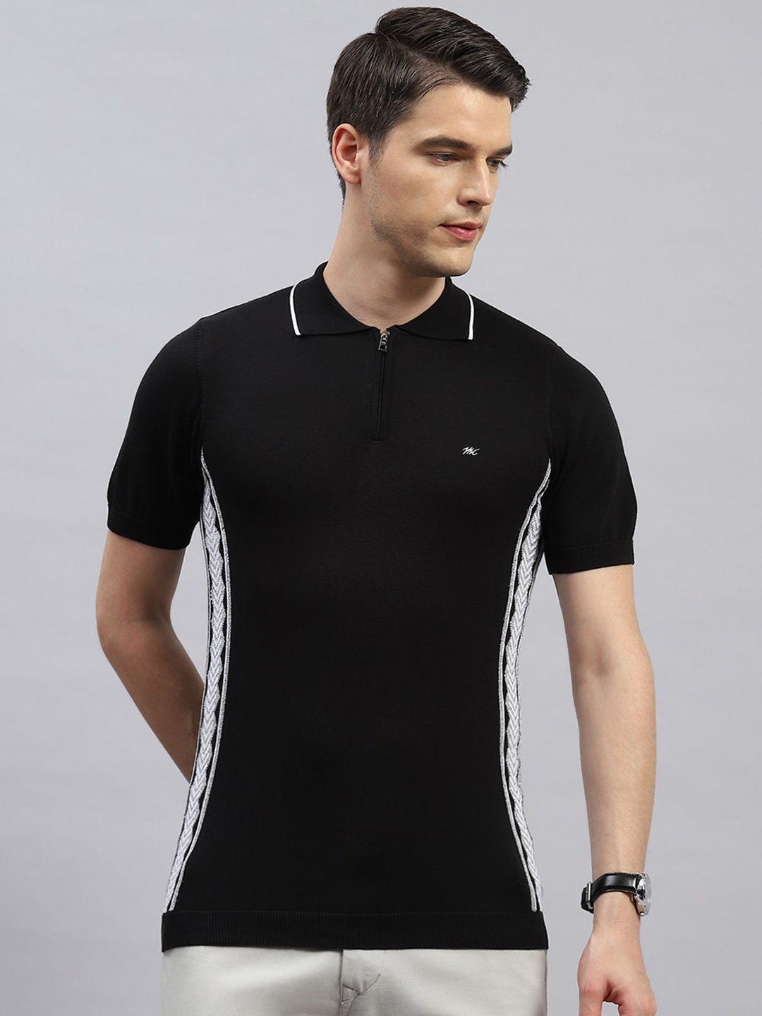 

Monte Carlo Polo Collar Short Sleeves Cotton Regular Fit T-shirt, Black