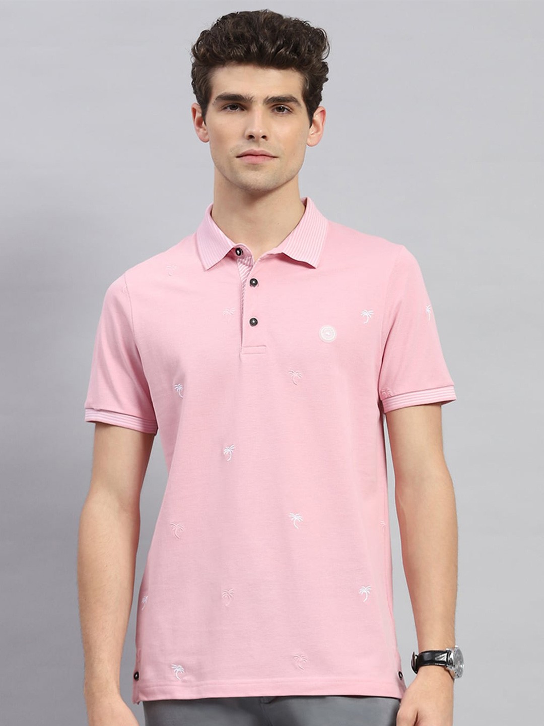 

Monte Carlo Polo Collar Short Sleeves Cotton T-shirt, Pink