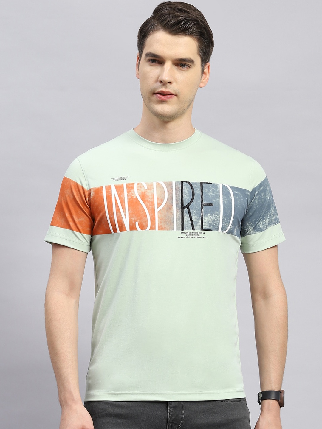 

Monte Carlo Printed Round Neck T-shirt, Green