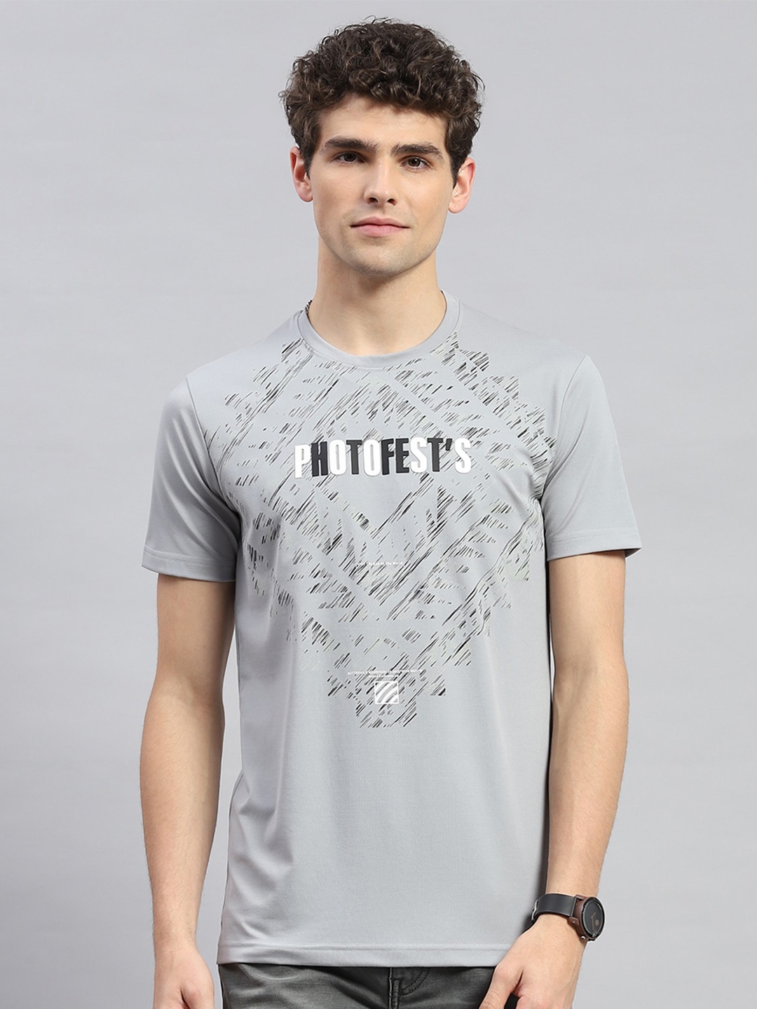 

Monte Carlo Typography Printed Round Neck Regular Fit T-shirt, Grey