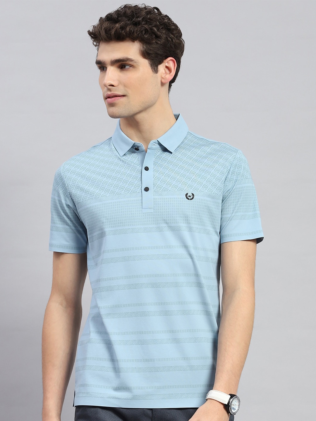 

Monte Carlo Striped Polo Collar Regular Fit T-shirt, Blue