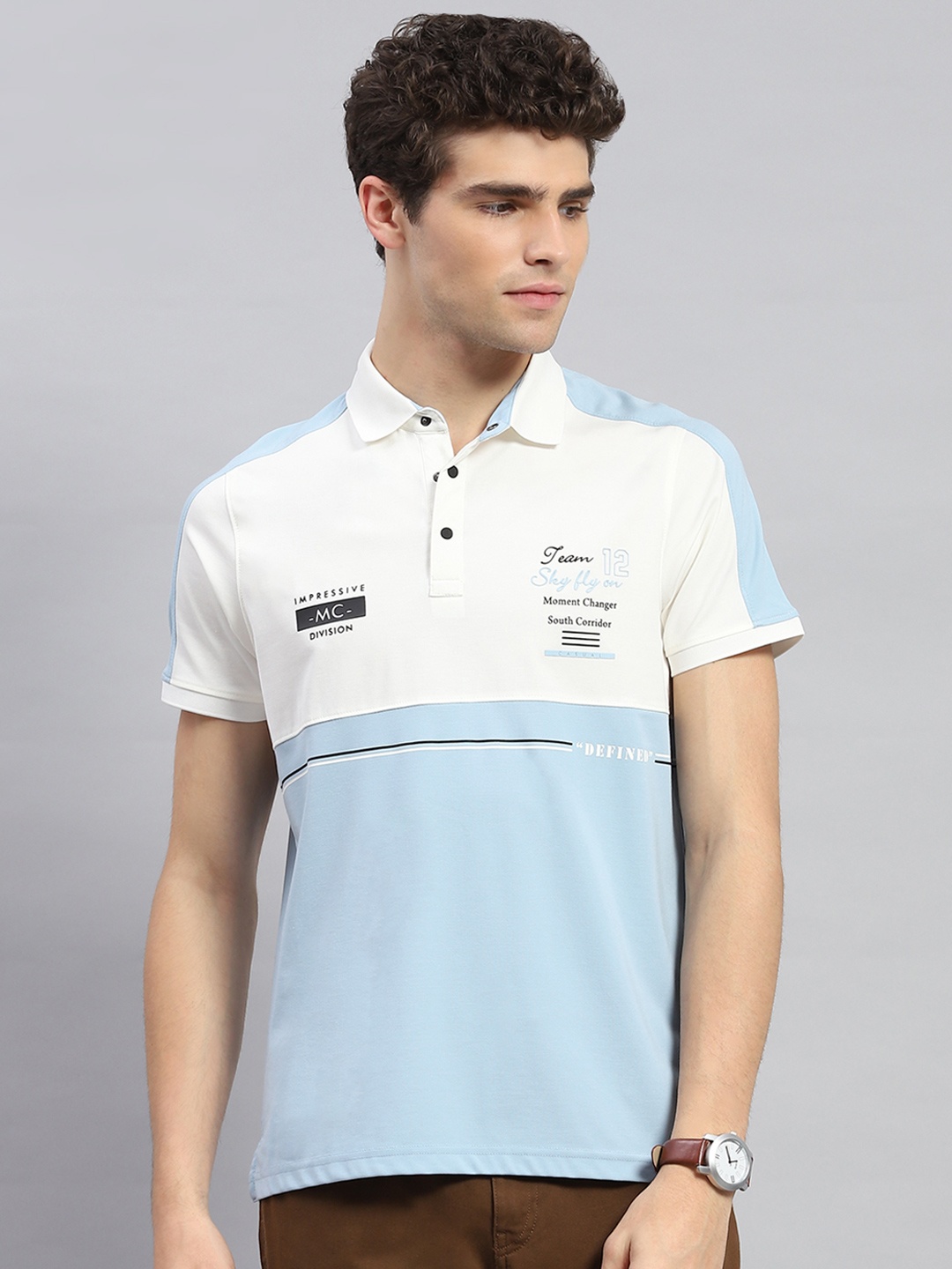 

Monte Carlo Striped Polo Collar Regular Fit T-shirt, Grey