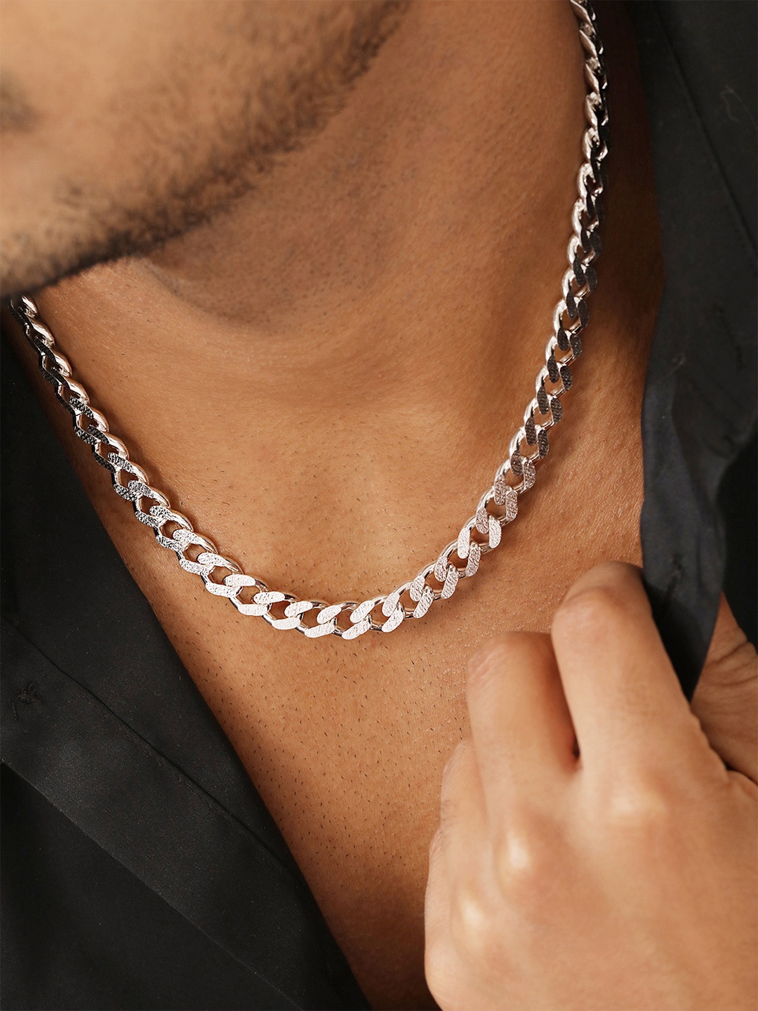 

Zavya Men Rhodium Plated 925 Sterling Silver Curb Chain