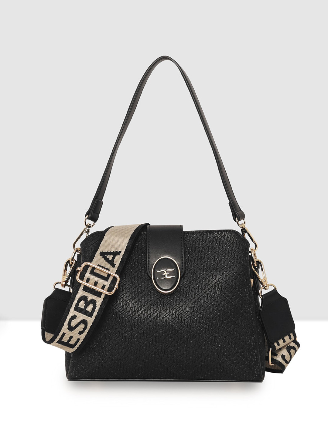 

ESBEDA Textured Structured Shoulder Bag, Black