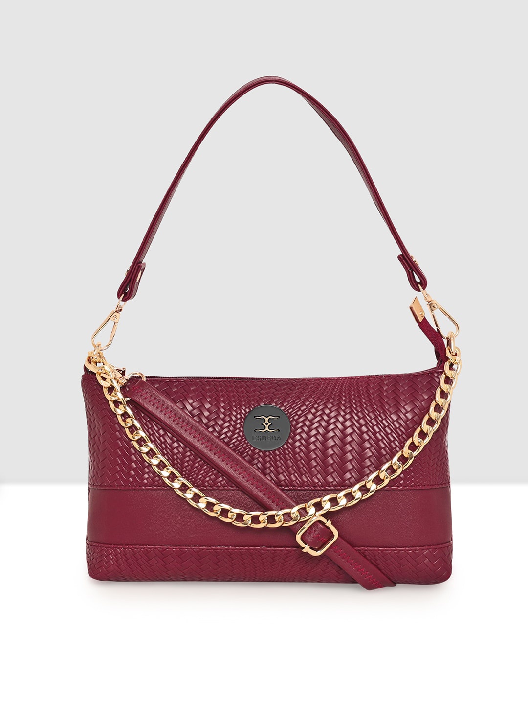 

ESBEDA Textured Woven Structured Crossbody Shoulder Bag, Maroon