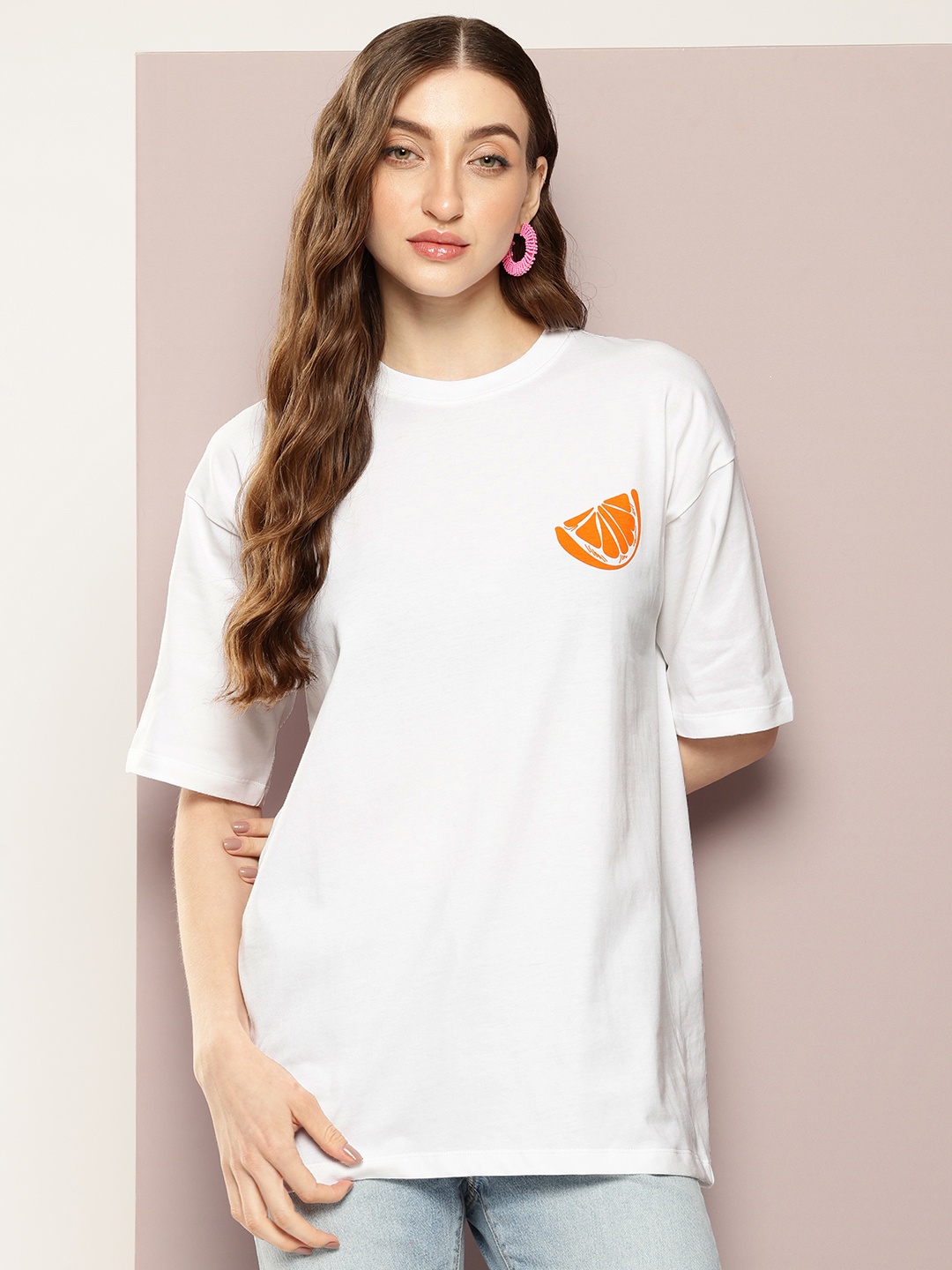 

Kook N Keech Women Graphic Printed Pure Cotton Oversized T-shirt, White