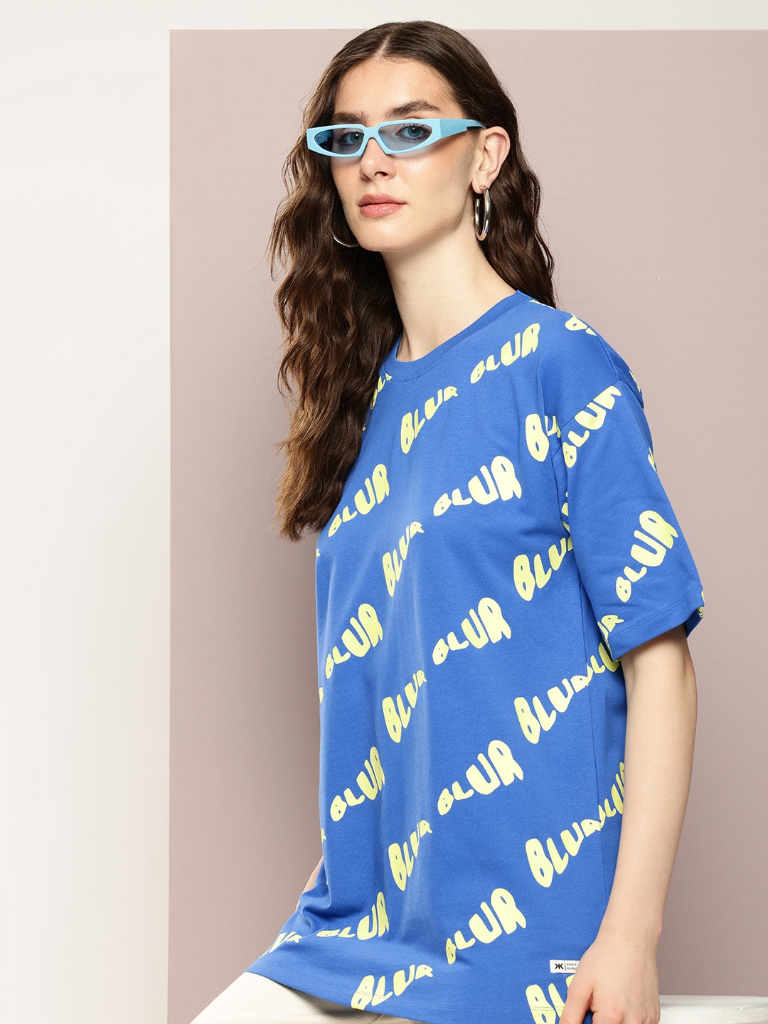 

Kook N Keech Women Typography Printed Pure Cotton Oversized T-shirt, Blue