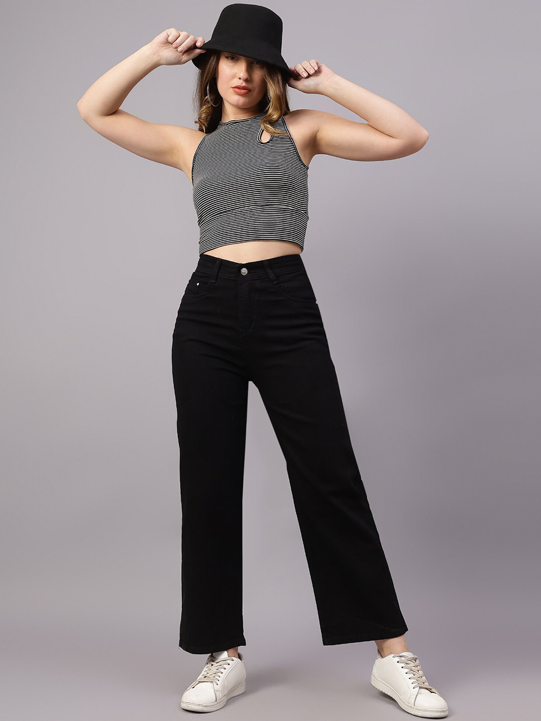 

BAESD Women Flared Midrise Jeans, Black