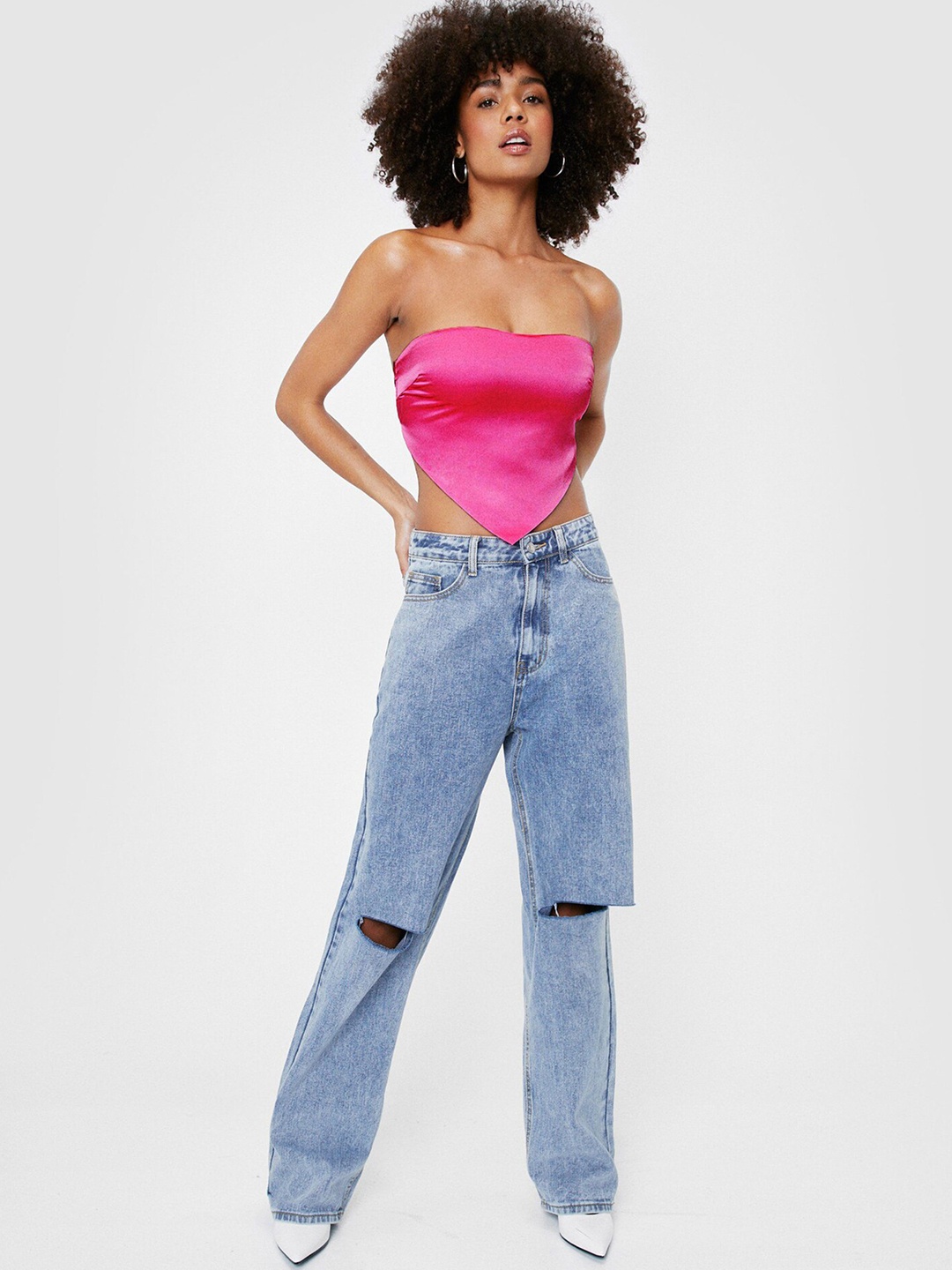 

LULU & SKY Off-Shoulder Sleeveless Tube Crop Top, Rose