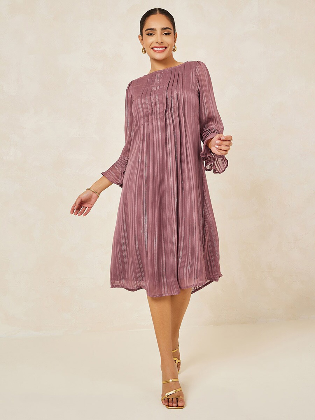 

Styli Women Shift Midi Dress, Peach