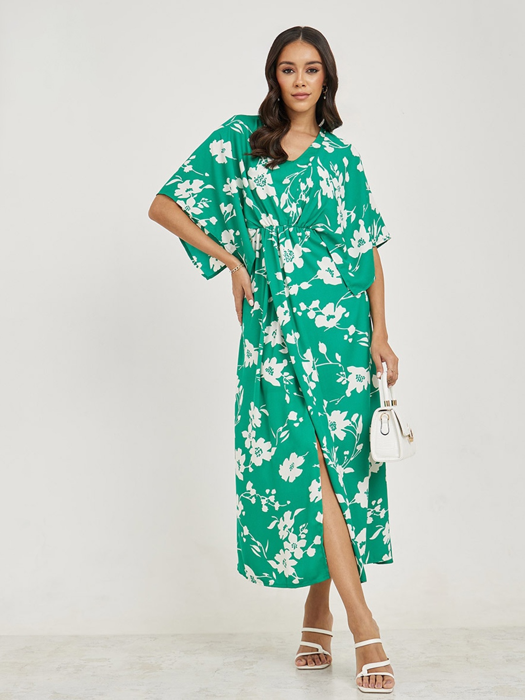 

Styli Women Floral A-Line Maxi Dress, Green