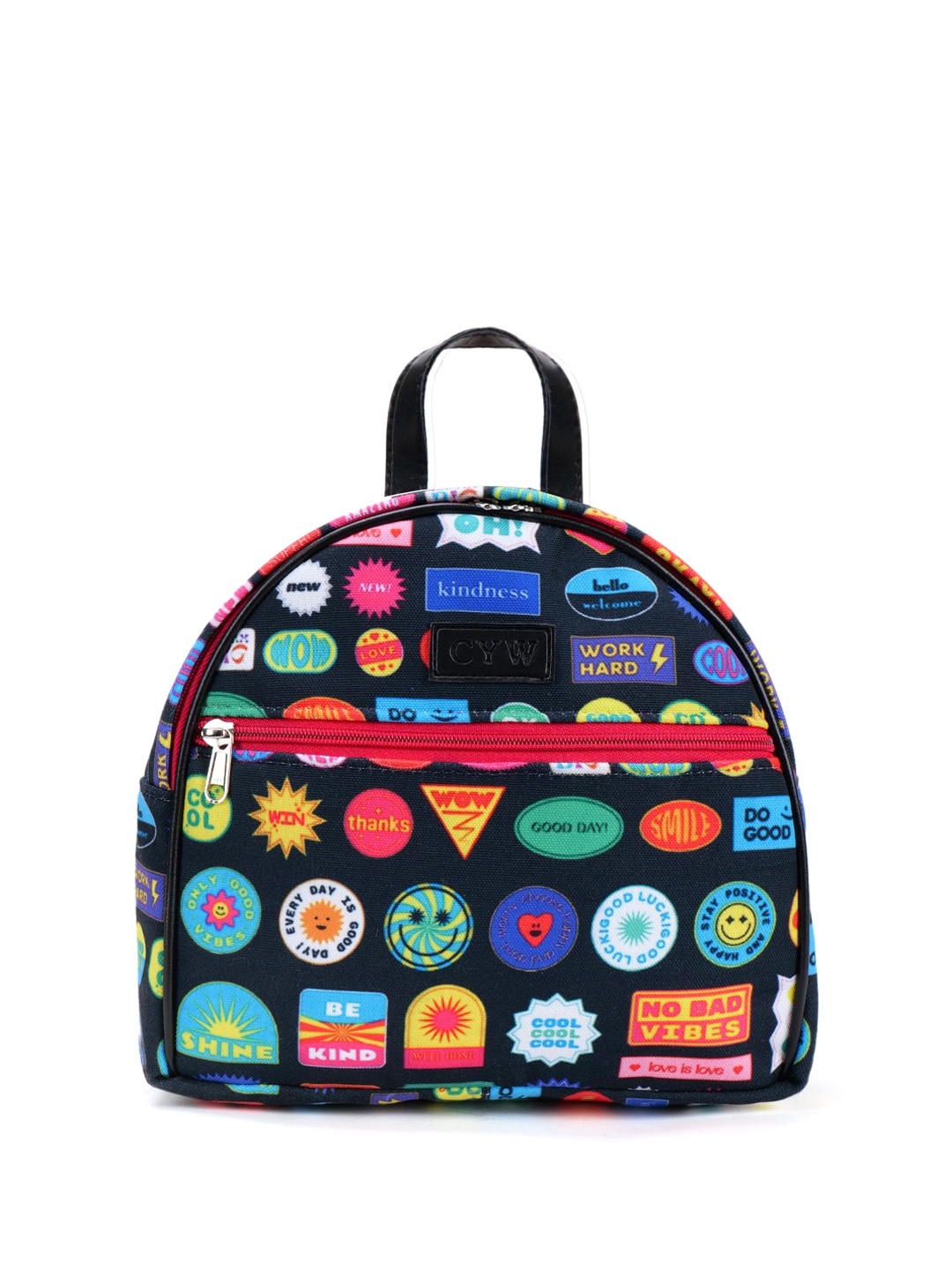 CYW Graphic Canvas Small Backpack, Black