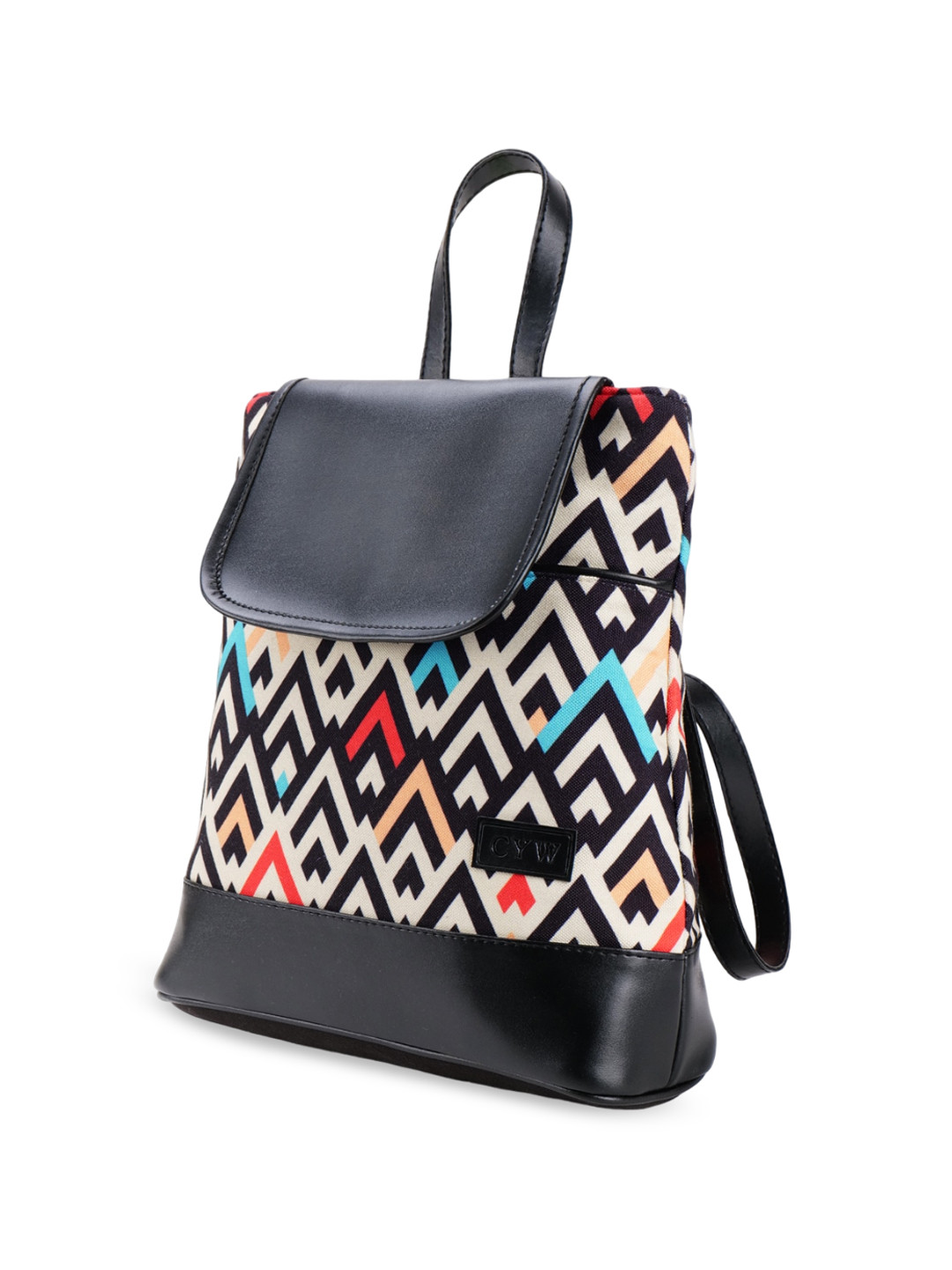 

CYW Geometric Printed Canvas Backpacks, White