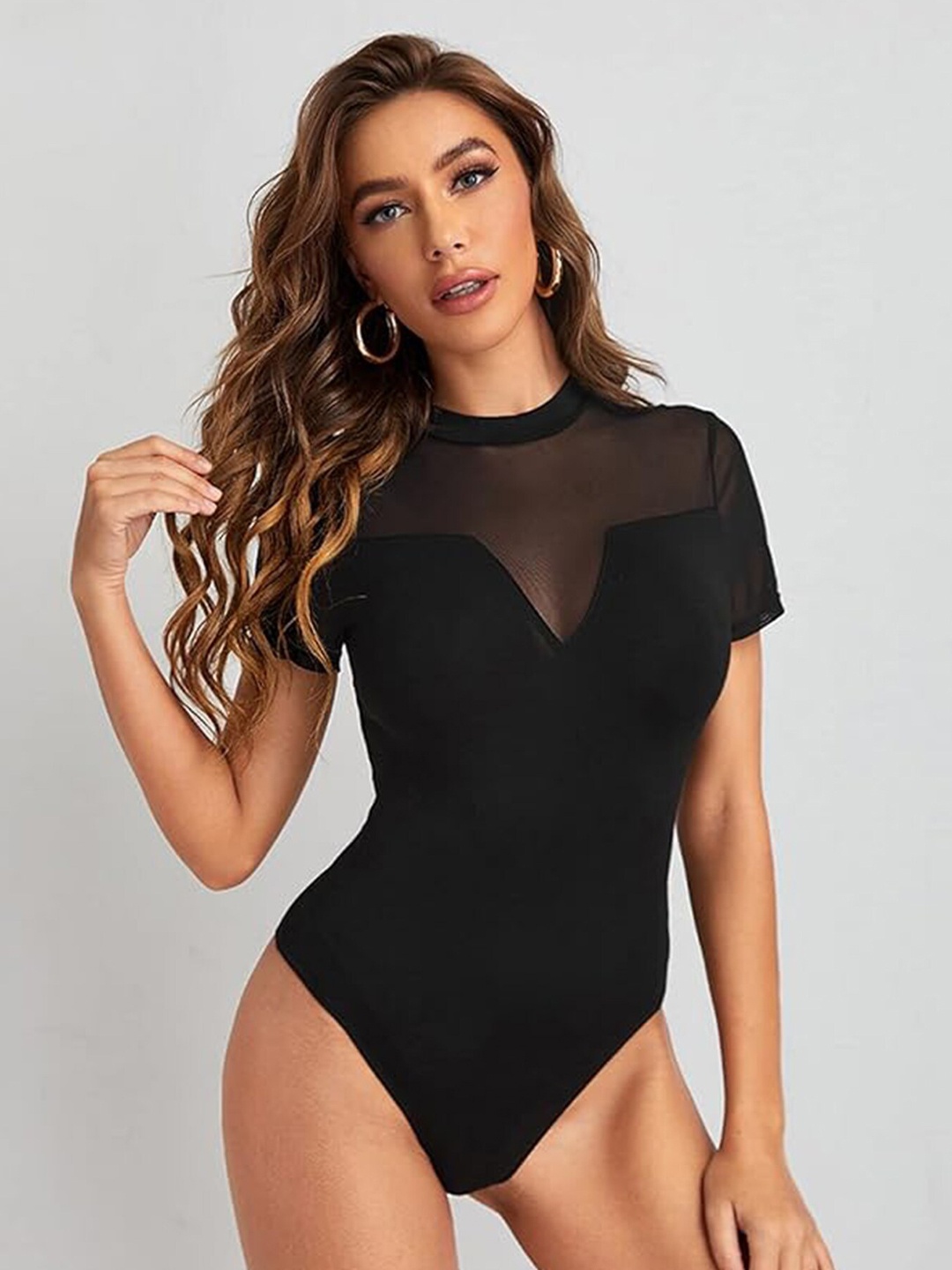 

LULU & SKY Round Neck Bodysuit, Black