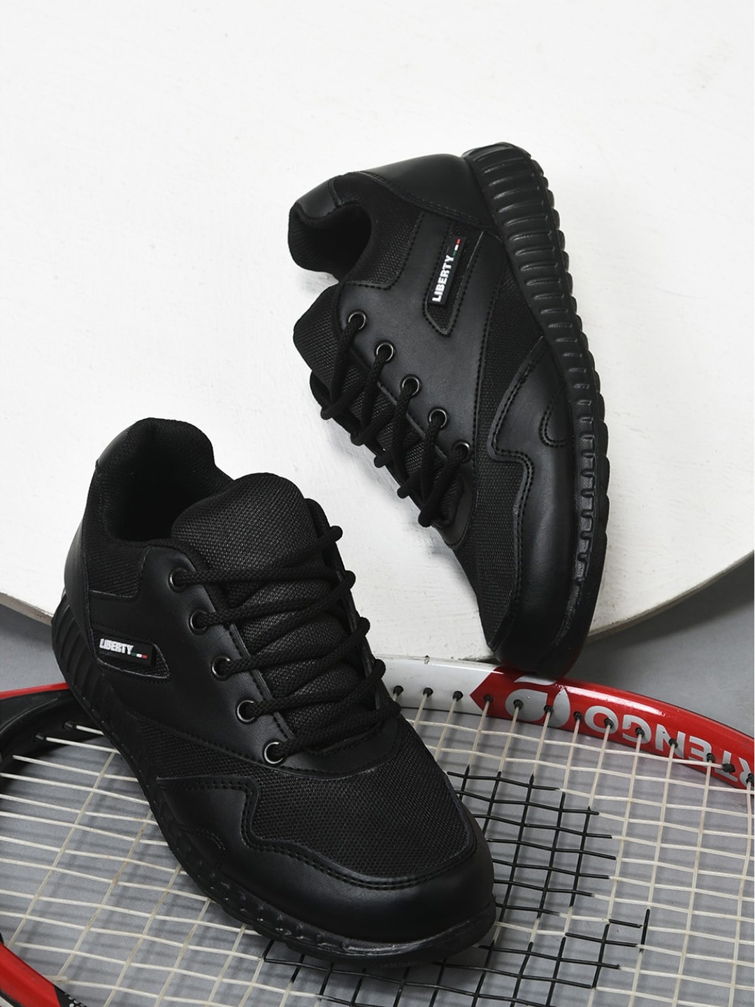 

Liberty Kids Round Toe Lace Up Lightweight Sneakers, Black