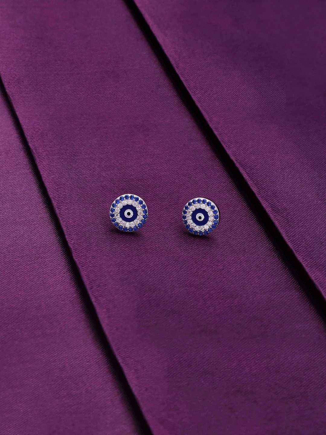 

KAI JEWEL 92.5 Sterling Silver Rhodium-Plated Evil Eye Studs Earrings