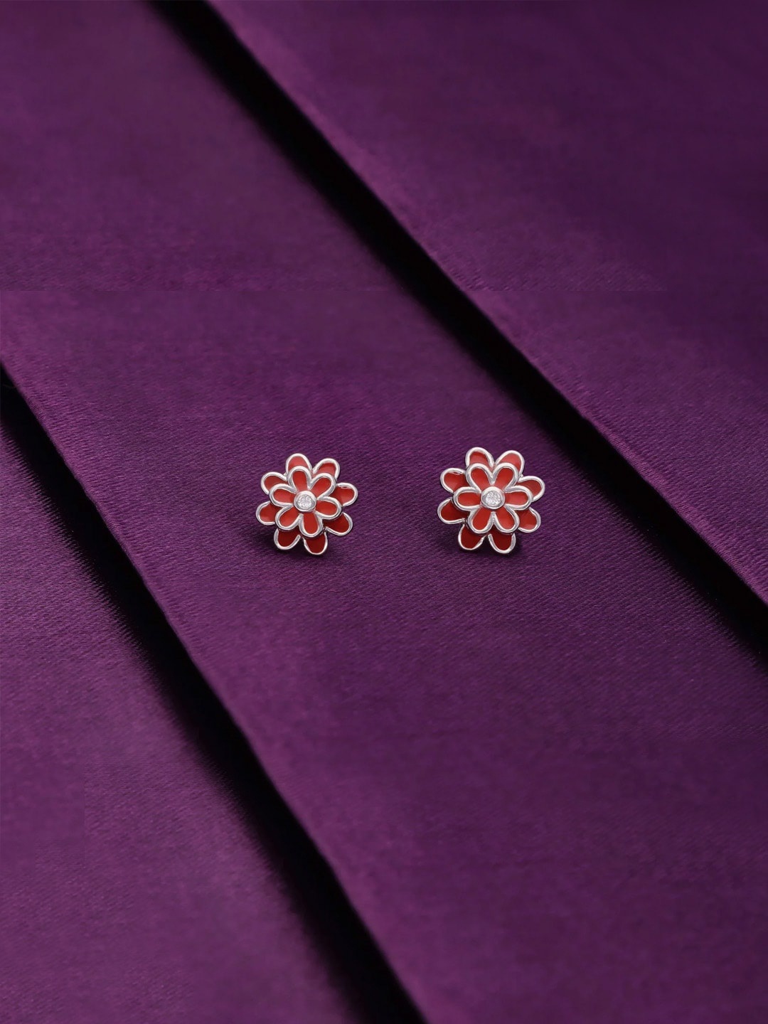 

KAI JEWEL 925 Sterling Silver Rhodium-Plated Cubic Zirconia Studded Studs Earrings