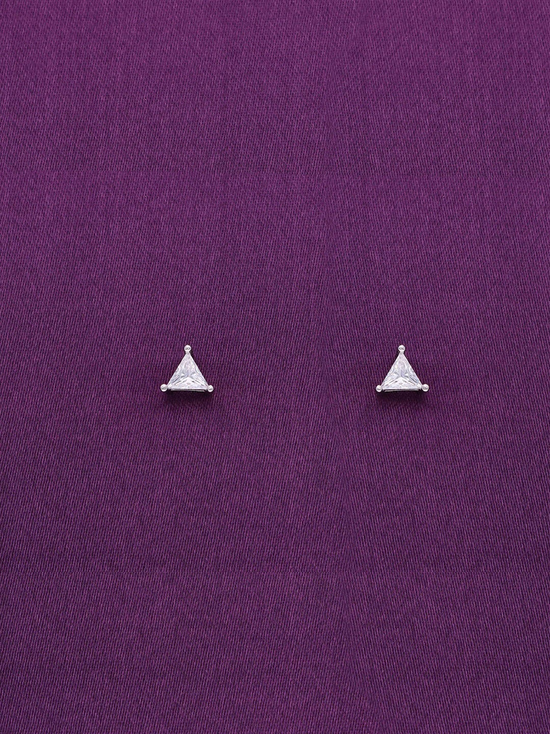 

KAI JEWEL 92.5 Sterling Silver Rhodium-Plated Cubic Zirconia Triangular Stud Earrings