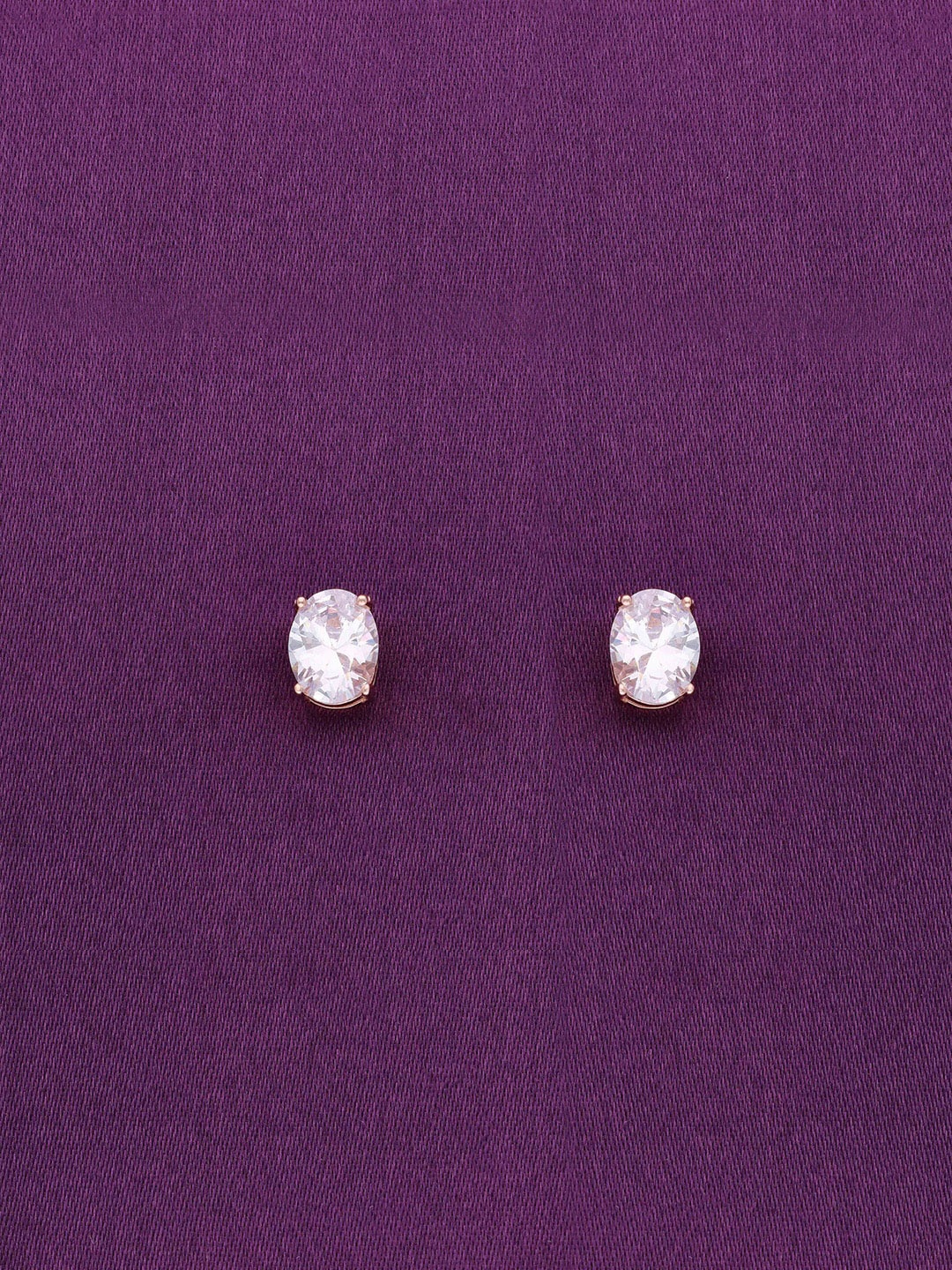 

KAI JEWEL 92.5 Sterling Silver Rhodium-Plated Oval Studs Earrings, Rose gold