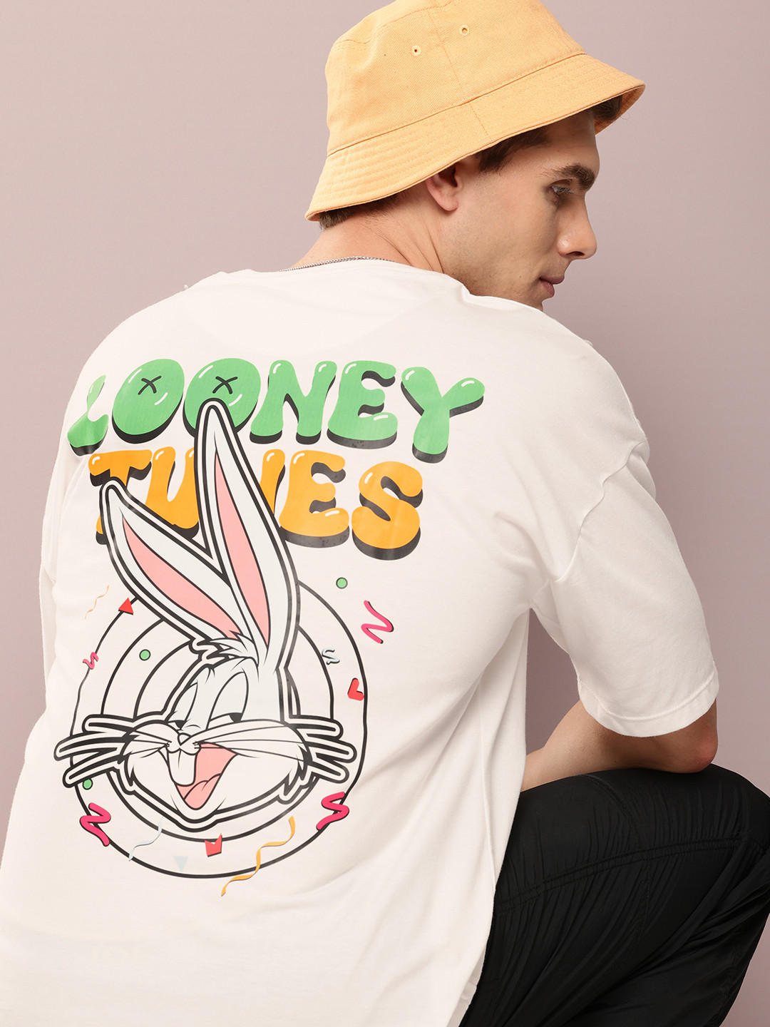 

Kook N Keech Looney Tunes Men Printed Drop-Shoulder Sleeves Oversized T-shirt, Off white