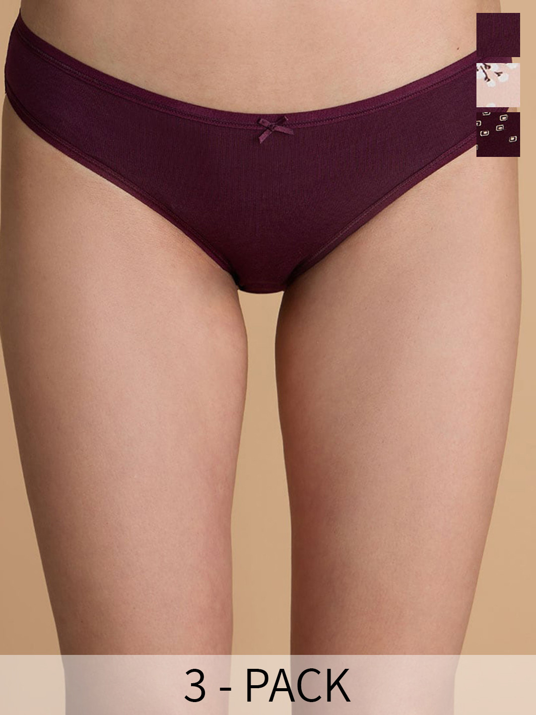 

Nykd Pack Of 3 Printed Assorted Anti Microbial Bikini Briefs